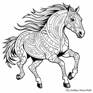 Race Horse Mandala Coloring Pages: Speed and Agility 4