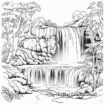 Rainforest Waterfall and River Coloring Pages 1