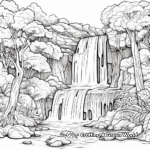 Rainforest Waterfall and River Coloring Pages 2