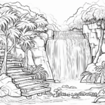 Rainforest Waterfall and River Coloring Pages 4