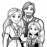 Rapunzel Family Coloring Pages: The King, The Queen and Rapunzel 3