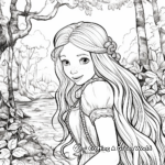 Rapunzel in the Wild: Forest-Scene Coloring Pages 2