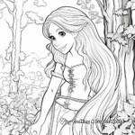 Rapunzel in the Wild: Forest-Scene Coloring Pages 3