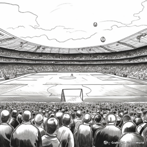 Realistic Depiction of a Football Match Crowd Scene Coloring Pages 1