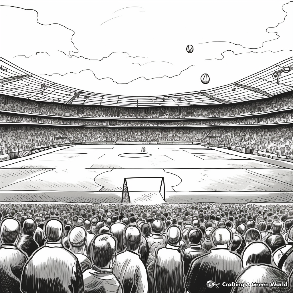 Realistic Depiction of a Football Match Crowd Scene Coloring Pages 1