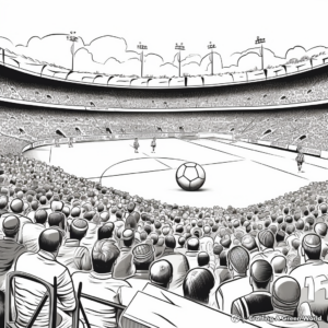 Realistic Depiction of a Football Match Crowd Scene Coloring Pages 3