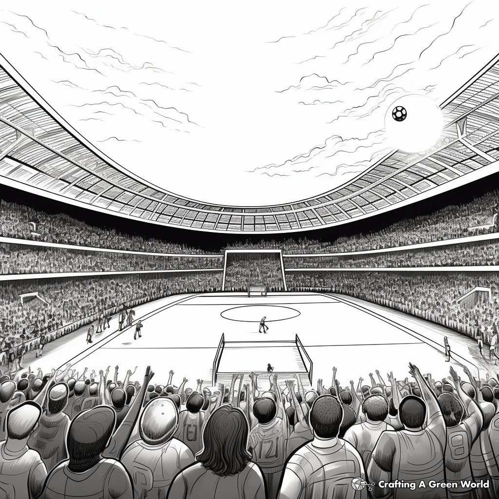 Realistic Depiction of a Football Match Crowd Scene Coloring Pages 4