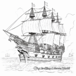 Realistic Sea Battles: Ship-Scene Pirate Coloring Pages 1