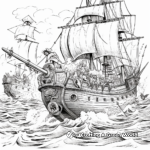 Realistic Sea Battles: Ship-Scene Pirate Coloring Pages 3