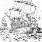 Realistic Sea Battles: Ship-Scene Pirate Coloring Pages 4