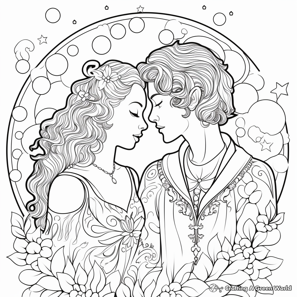 Romantic Greek Myths: Gods and Mortals Coloring Pages 3