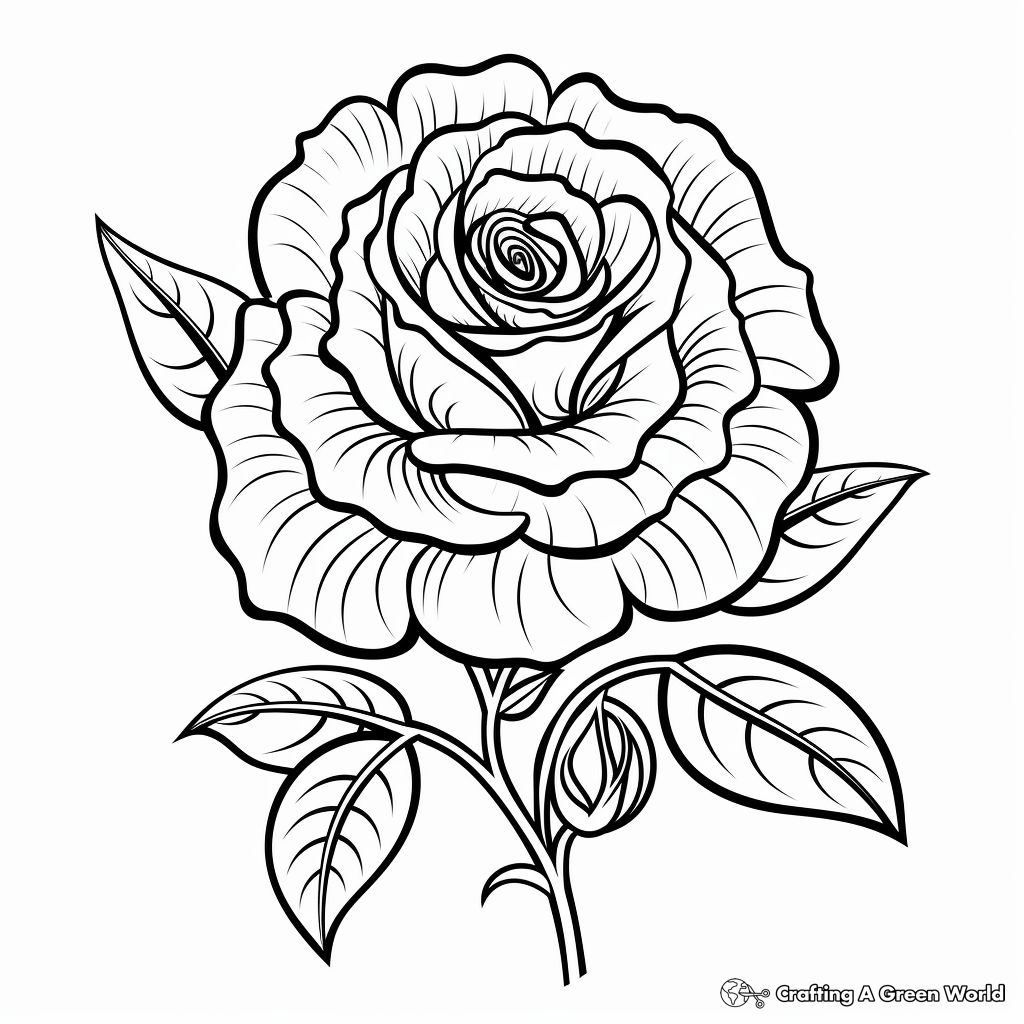 Romantic Red Rose Coloring Pages 1