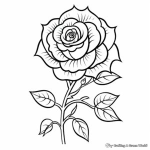 Romantic Red Rose Coloring Pages 2