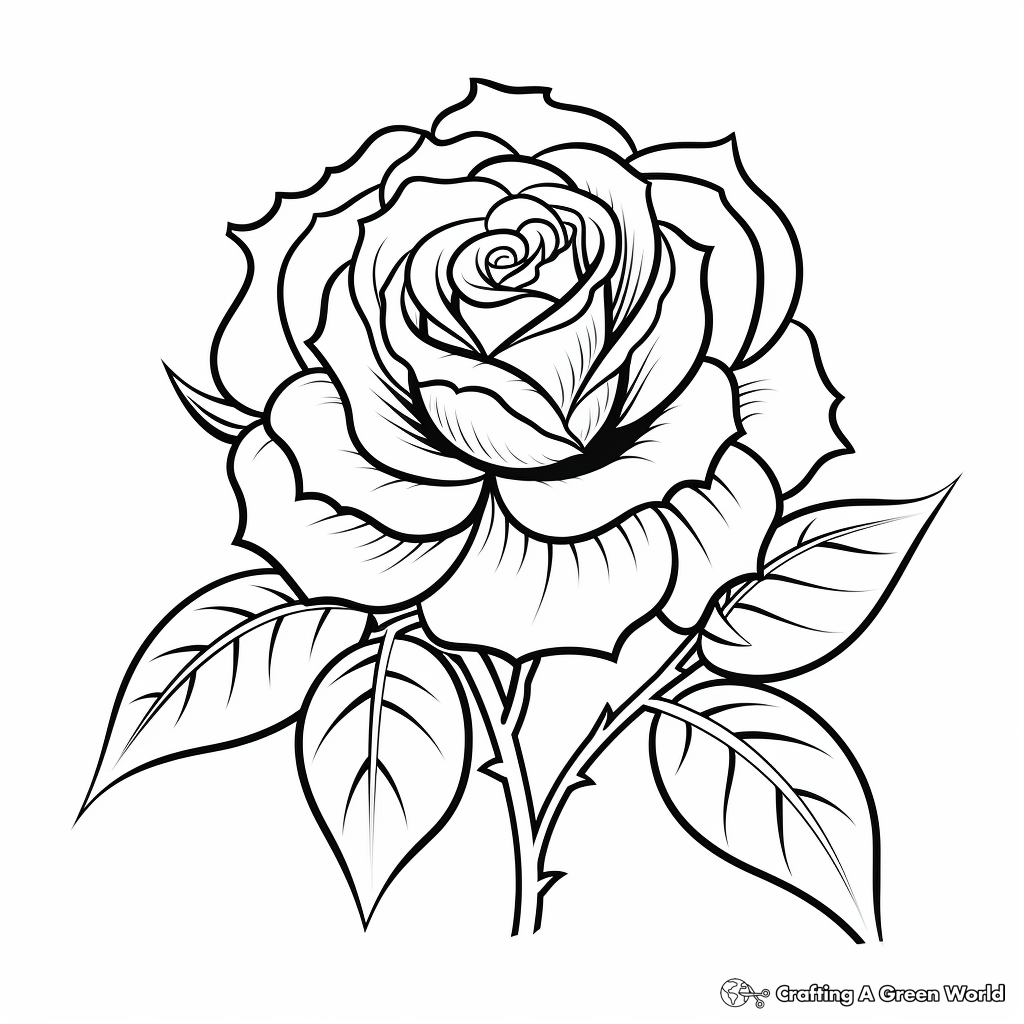 Romantic Red Rose Coloring Pages 3