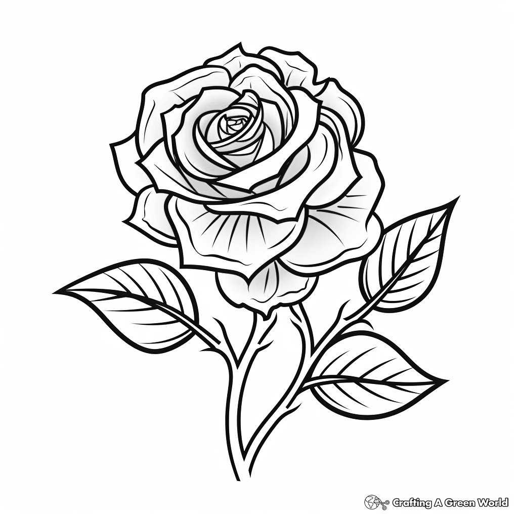 Romantic Red Rose Coloring Pages 4