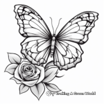 Rose and Butterfly Detailed Coloring Pages 1
