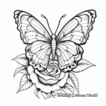 Rose and Butterfly Detailed Coloring Pages 2