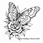Rose and Butterfly Detailed Coloring Pages 4