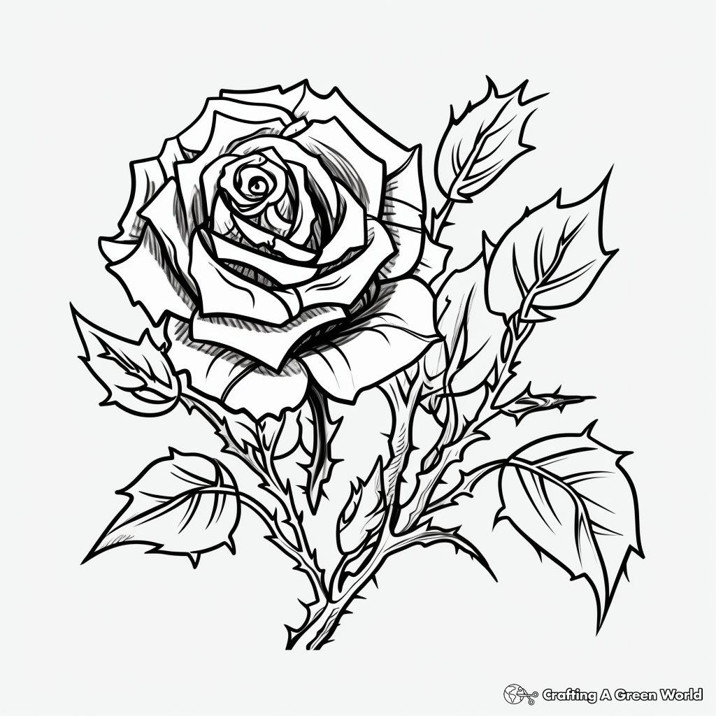 Rose and Thorn Coloring Pages 3