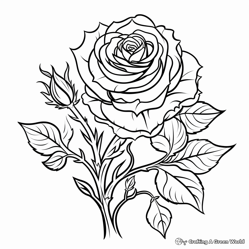 Rose and Thorn Coloring Pages 4