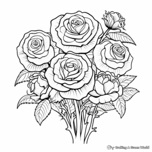 Rose Bouquet Coloring Pages: Collection of Different Roses 1