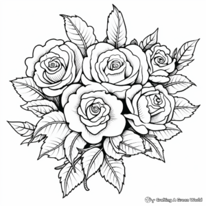 Rose Bouquet Coloring Pages: Collection of Different Roses 2