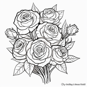 Rose Bouquet Coloring Pages: Collection of Different Roses 3