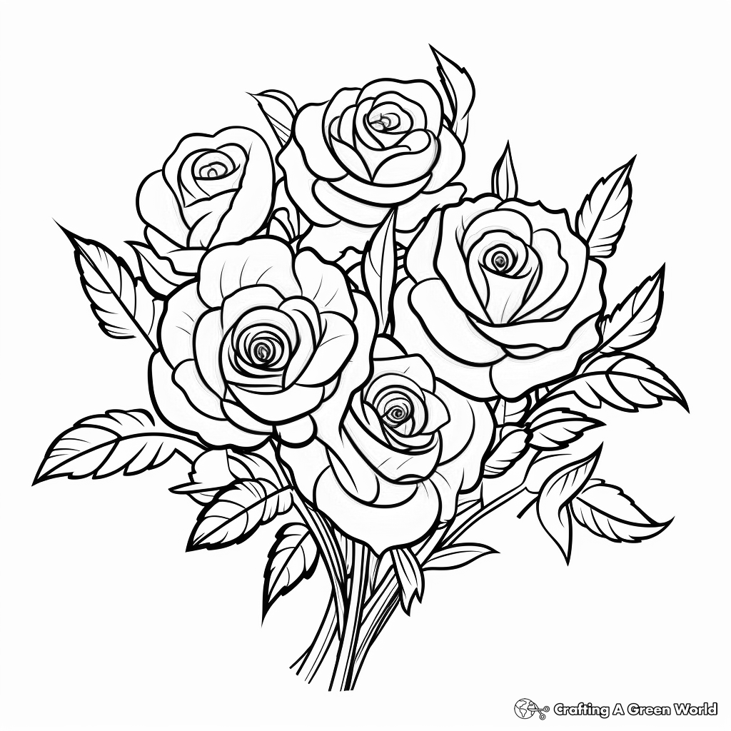 Rose Bouquet Coloring Pages: Collection of Different Roses 4