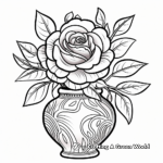 Rose in Vase Coloring Pages 1