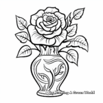 Rose in Vase Coloring Pages 2