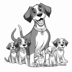 Rottweiler Family Coloring Pages: Parents and Puppies 1