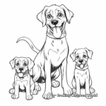 Rottweiler Family Coloring Pages: Parents and Puppies 2