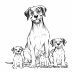 Rottweiler Family Coloring Pages: Parents and Puppies 3