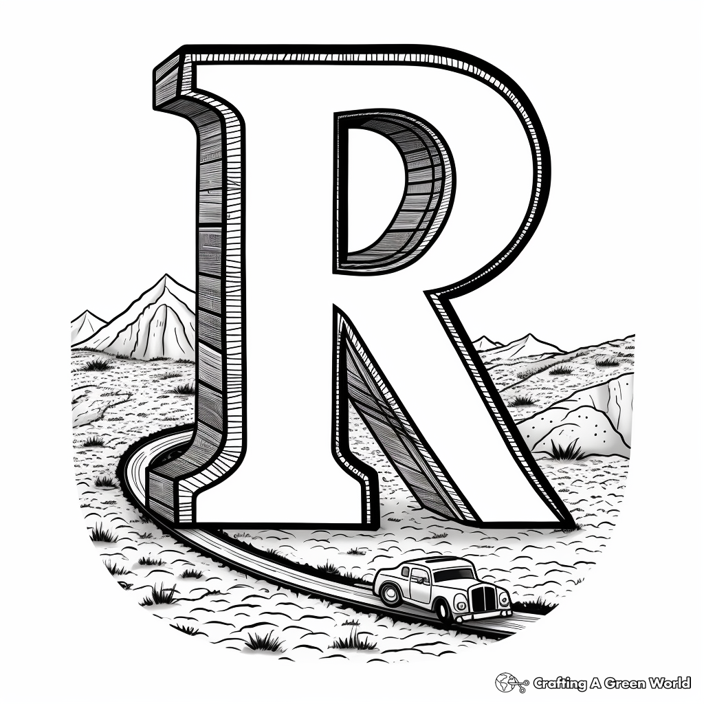 Route with Letter R Poster Coloring Page 1