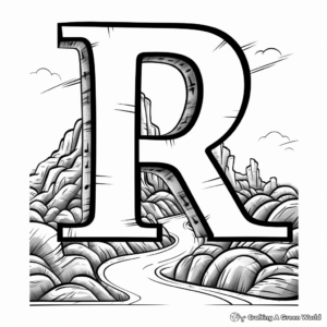 Route with Letter R Poster Coloring Page 3