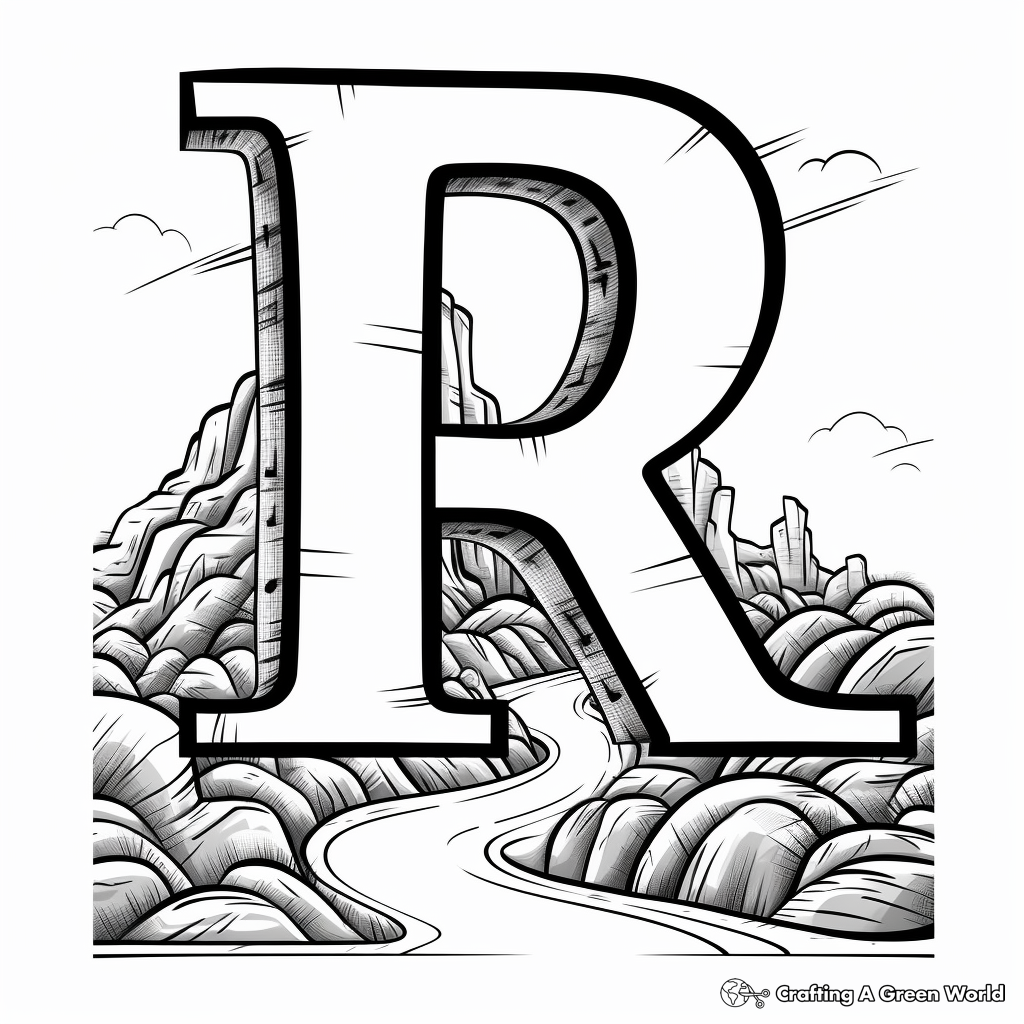Route with Letter R Poster Coloring Page 3