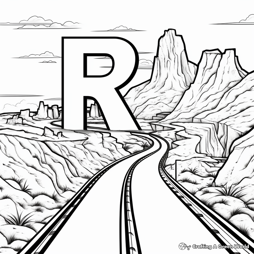 Route with Letter R Poster Coloring Page 4