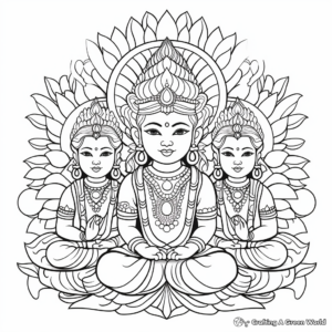Sacred Hindu Deities Diwali Coloring Pages 1