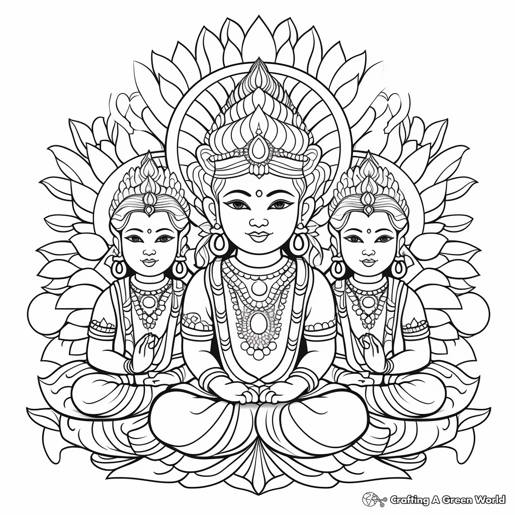 Sacred Hindu Deities Diwali Coloring Pages 1