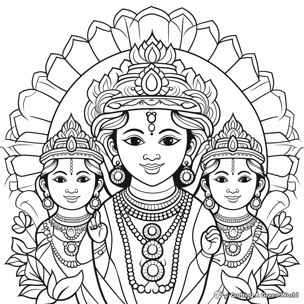 Sacred Hindu Deities Diwali Coloring Pages 3