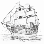 Sailing High Seas Pirate Ship Coloring Pages 2