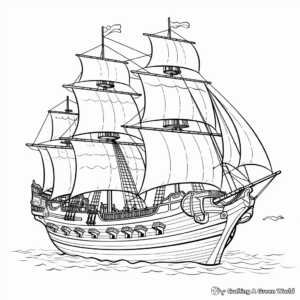 Sailing High Seas Pirate Ship Coloring Pages 4