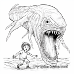 Scary Giant Squid Monster Coloring Pages 4