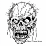 Scary Headshot Zombie Coloring Pages 1