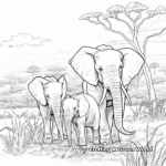 Scenic Jungle Scene with African Elephants Coloring Pages 1