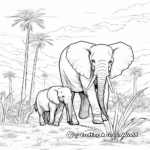 Scenic Jungle Scene with African Elephants Coloring Pages 3