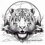 Scenic Tiger Face in Moonlight Coloring Pages 3