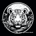 Scenic Tiger Face in Moonlight Coloring Pages 4