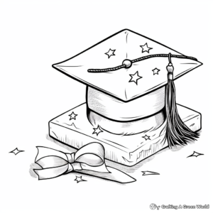 School Graduation Cap and Certificate Coloring Pages 1