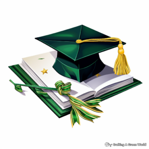 School Graduation Cap and Certificate Coloring Pages 3